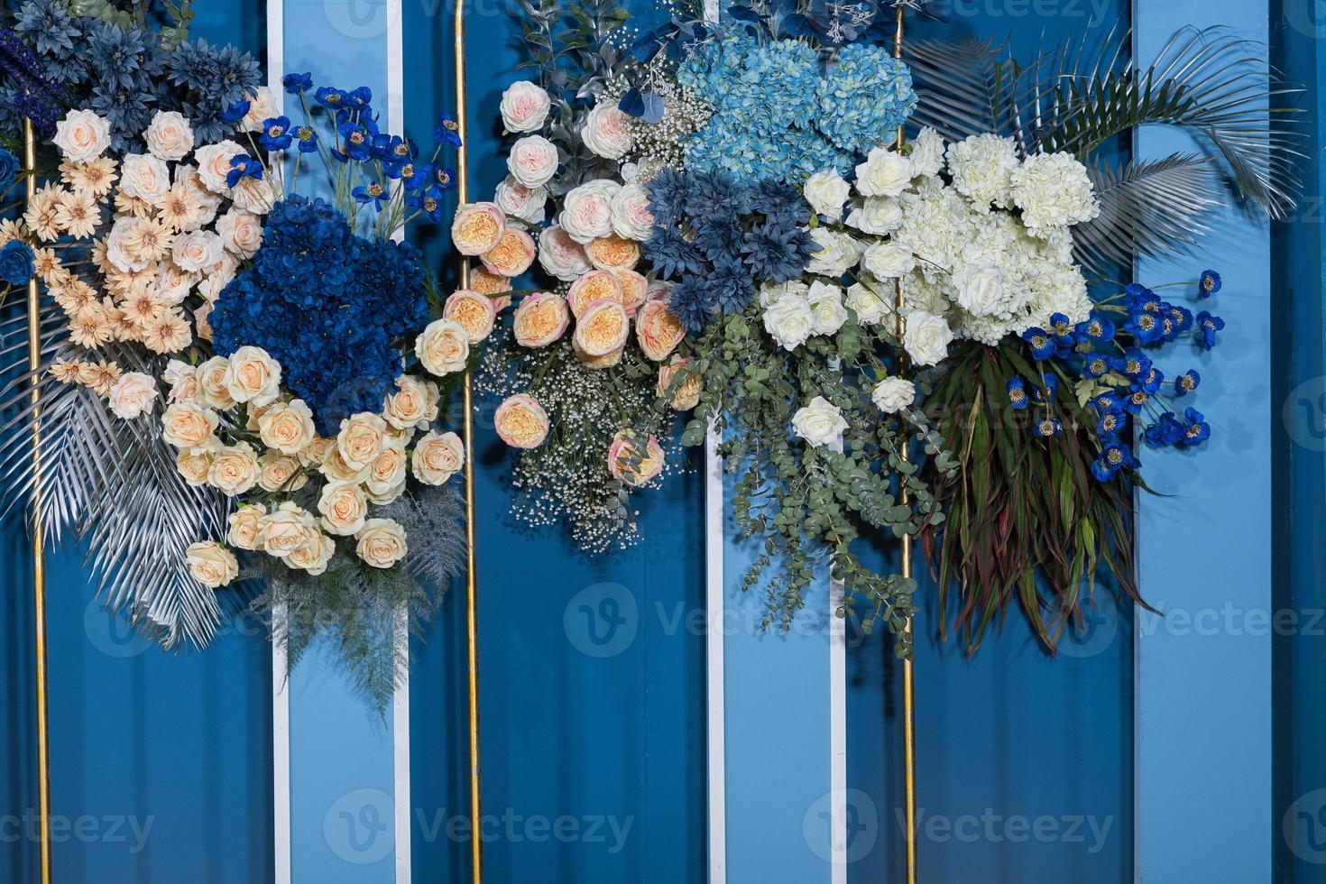 Fondo de telón de fondo de flores de boda, fondo colorido, rosa fresca, ramo de flores foto