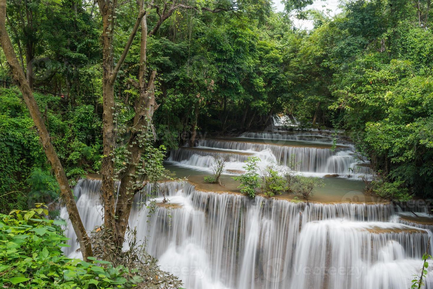 hermosa cascada, fondo de bosque, paisaje foto