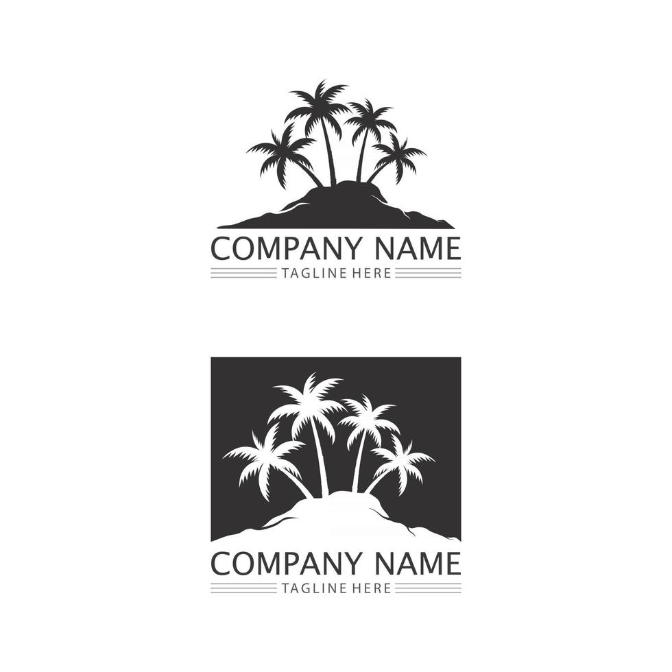 Palmera plantilla de logotipo de verano diseño de logotipo de playa y océano y ola vector