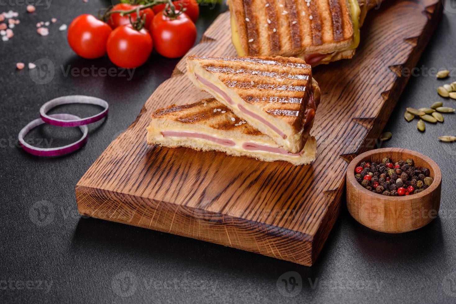 Delicious fresh toast grill with cheese and ham photo