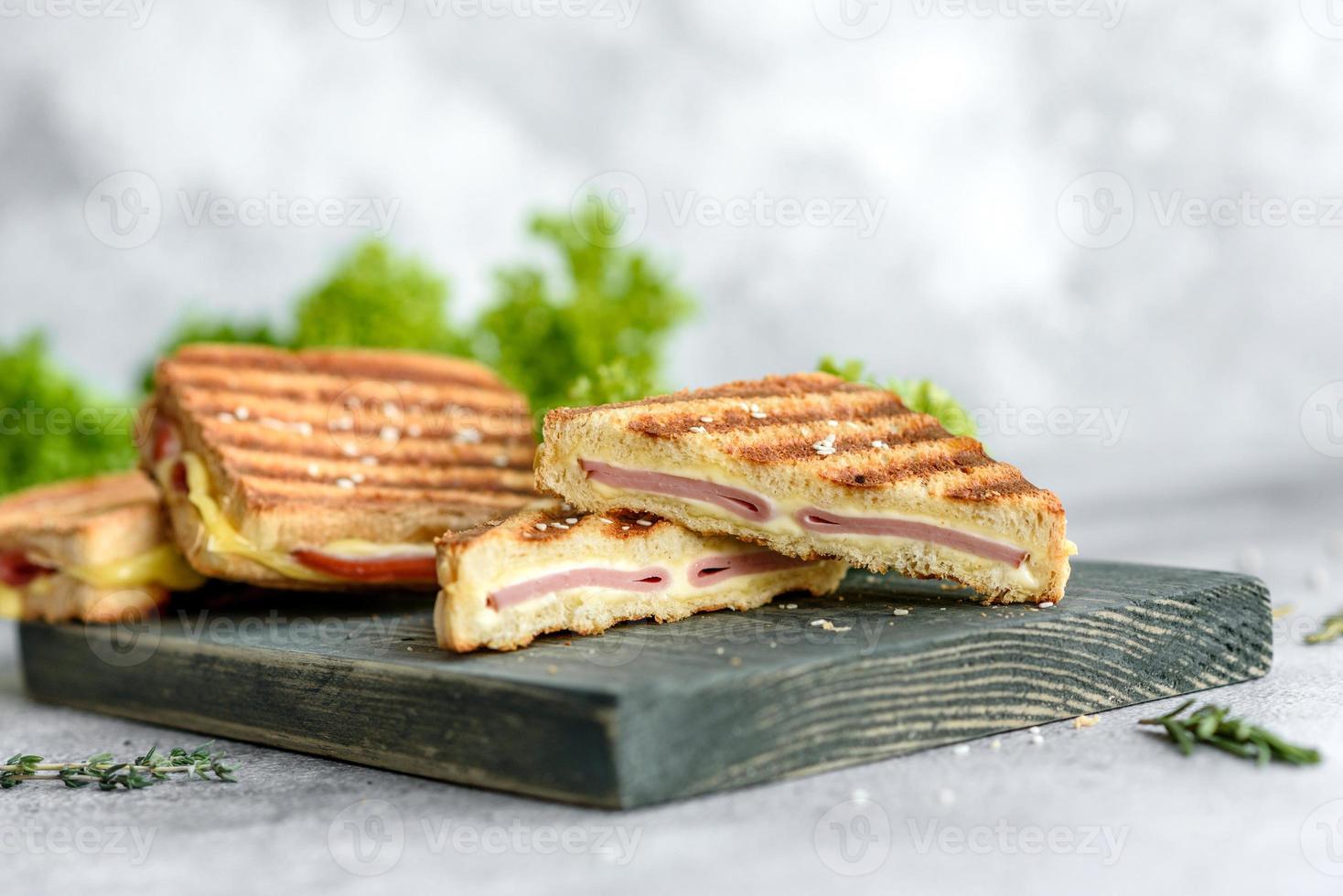 Delicious fresh toast grill with cheese and ham photo