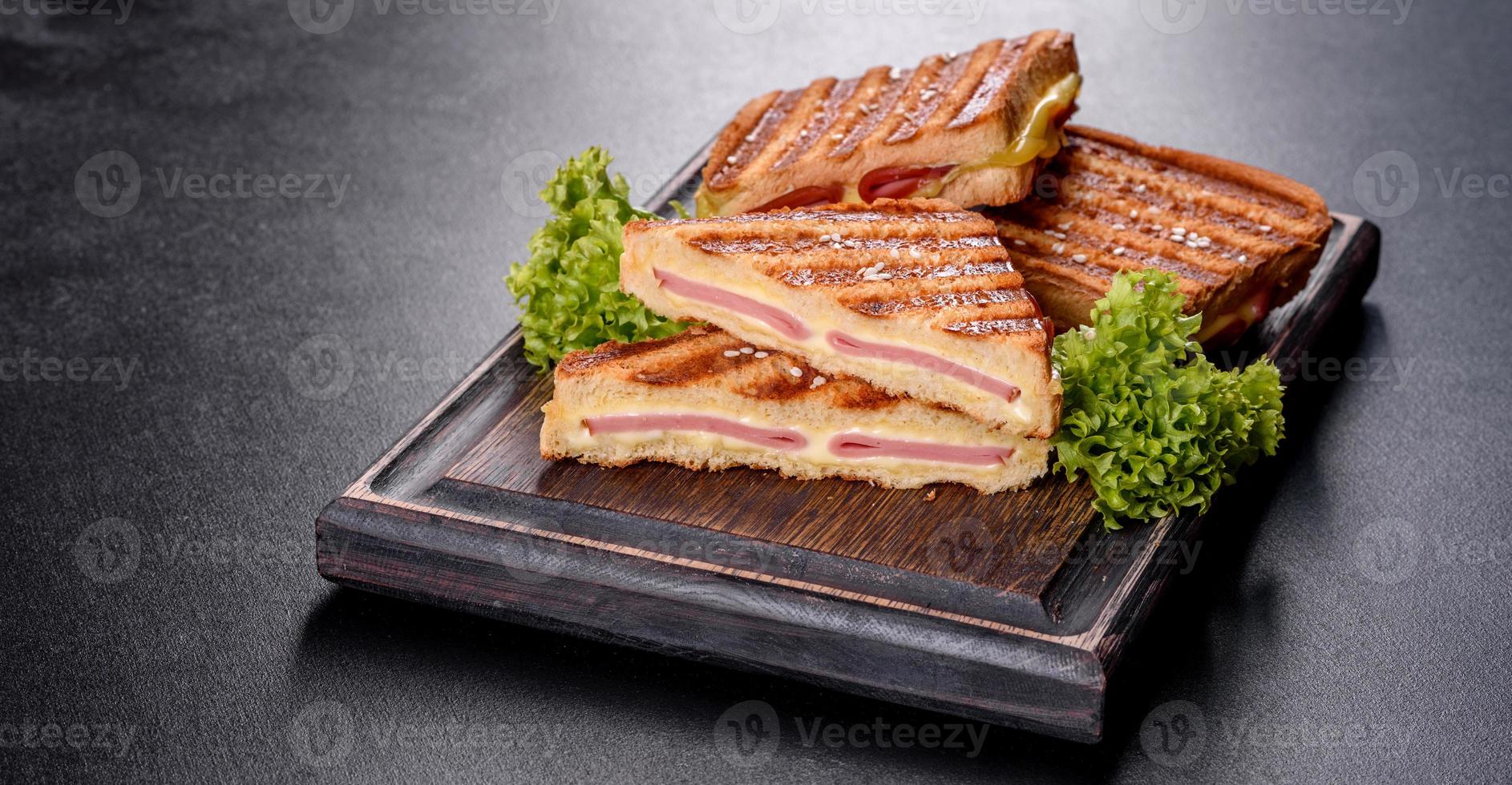 Delicious fresh toast grill with cheese and ham photo