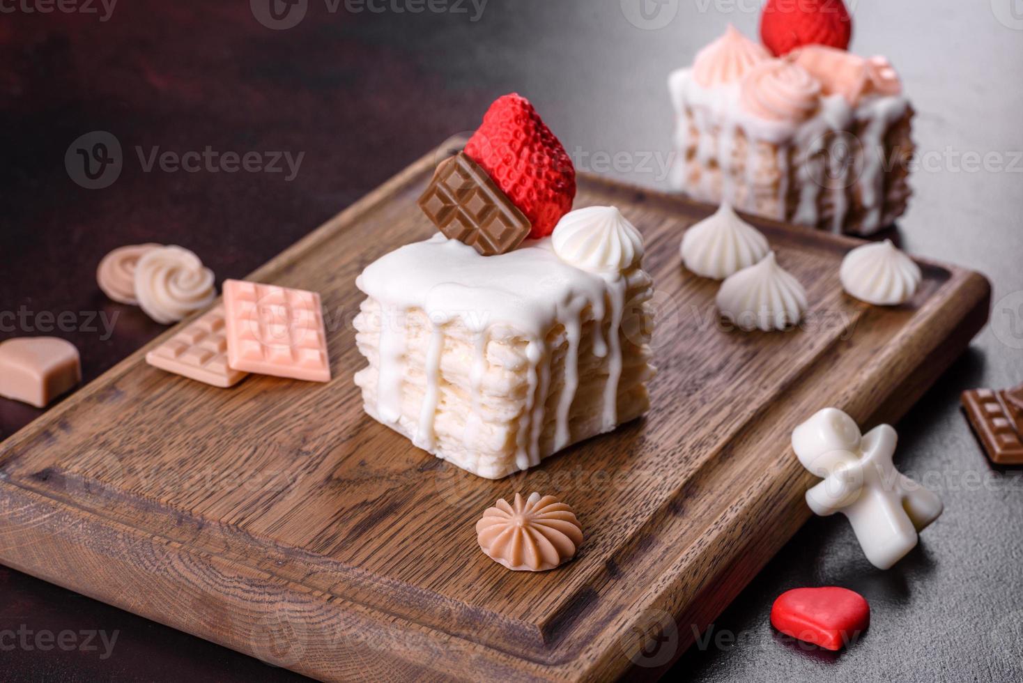 Beautiful colorful bright soap made in the form of an appetizing cake photo