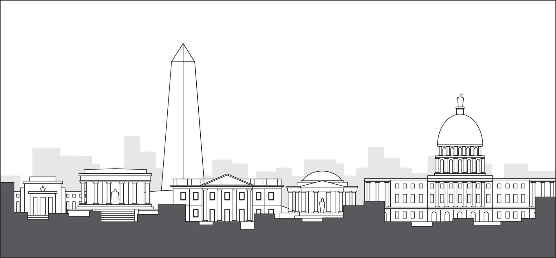 Washington DC skyline, District of Columbia, USA. vector