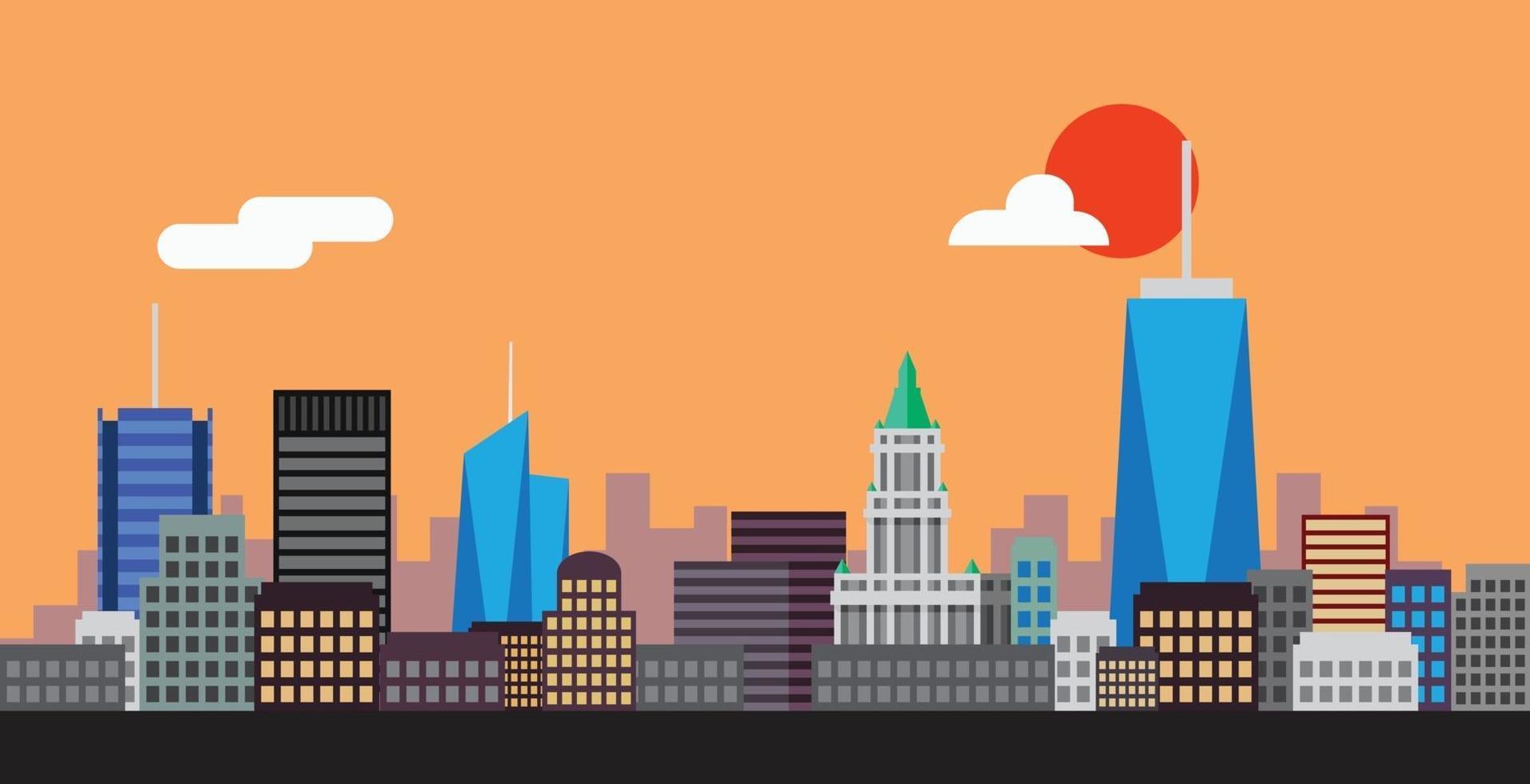New York City highrise skyline simplicity flat design. vector