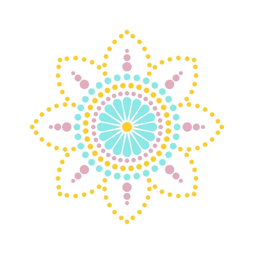 Dot painting mandalas. Aboriginal style of dot painting and power of mandala. Decorative flower vector