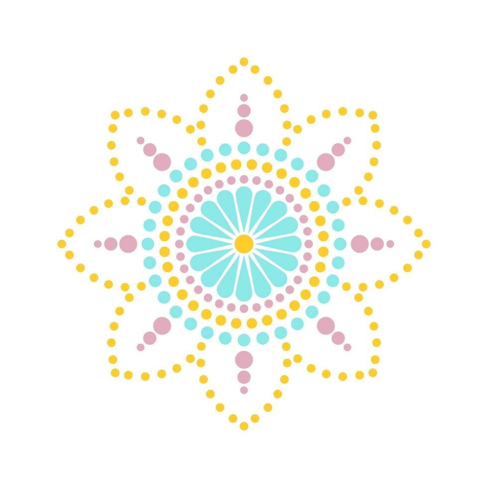 mandalas de pintura de puntos. estilo aborigen de la pintura de puntos y poder del mandala. flor decorativa vector