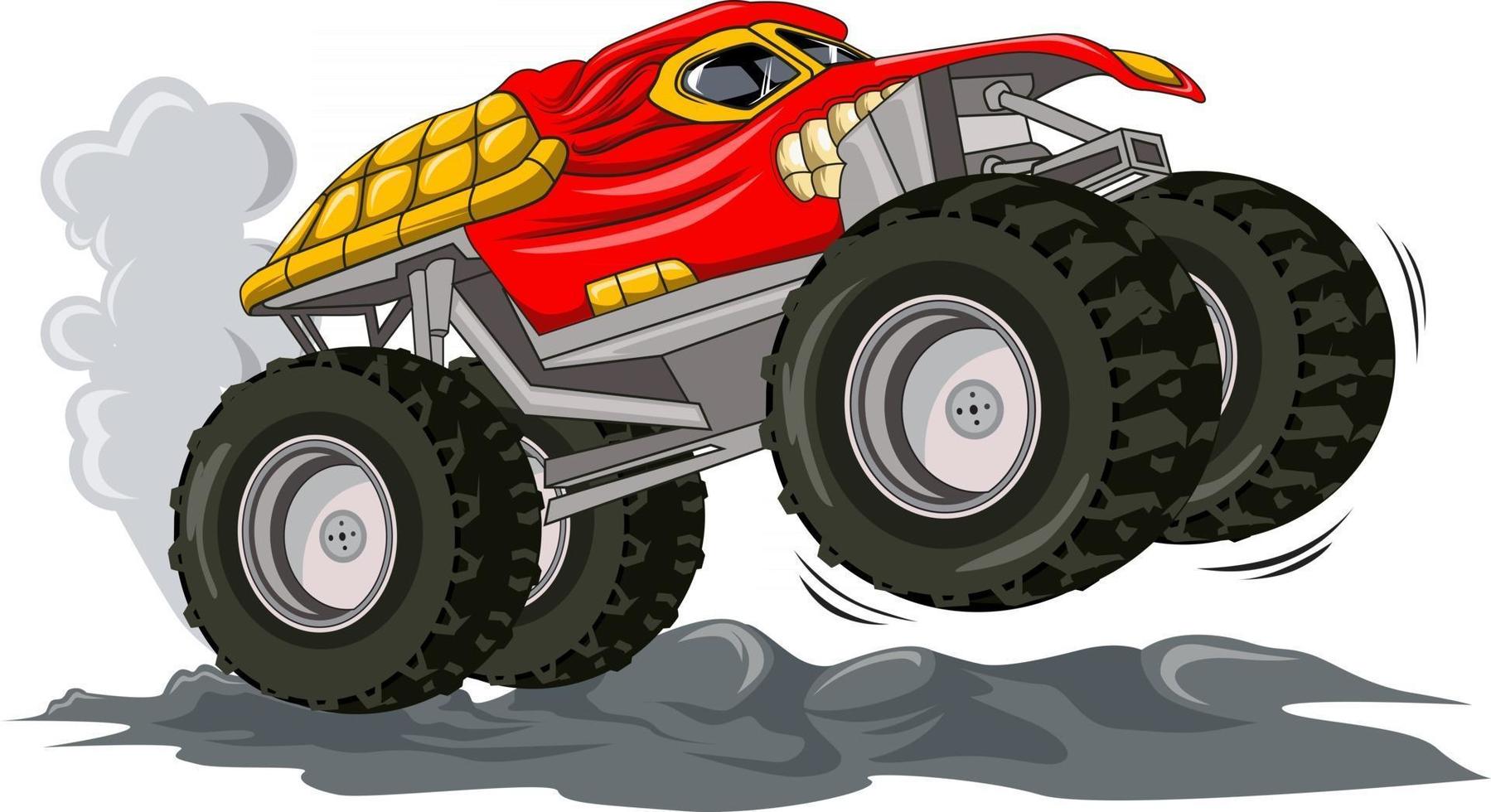 red monster truck car illustration vector