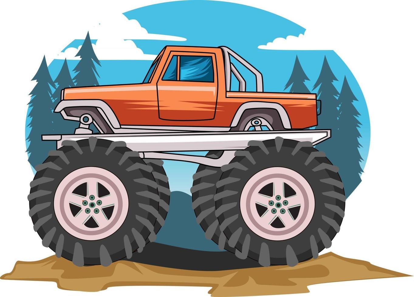 monster truck in view background vector