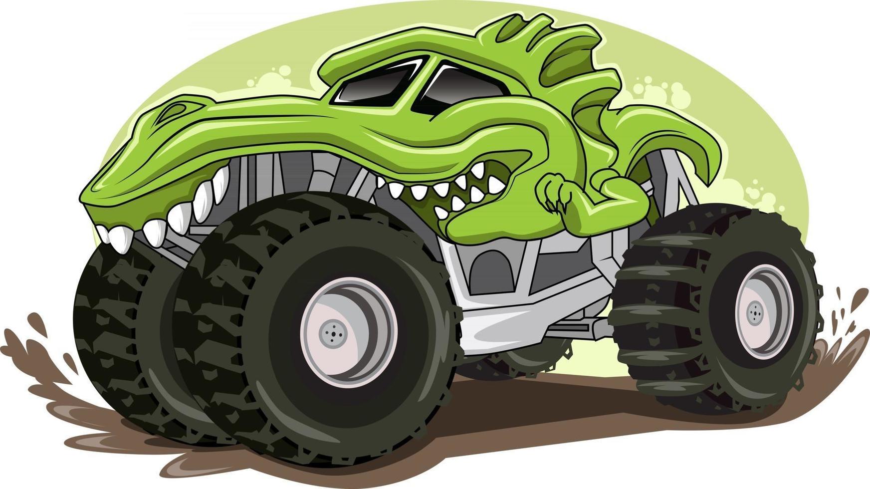 monster truck character illustration vector