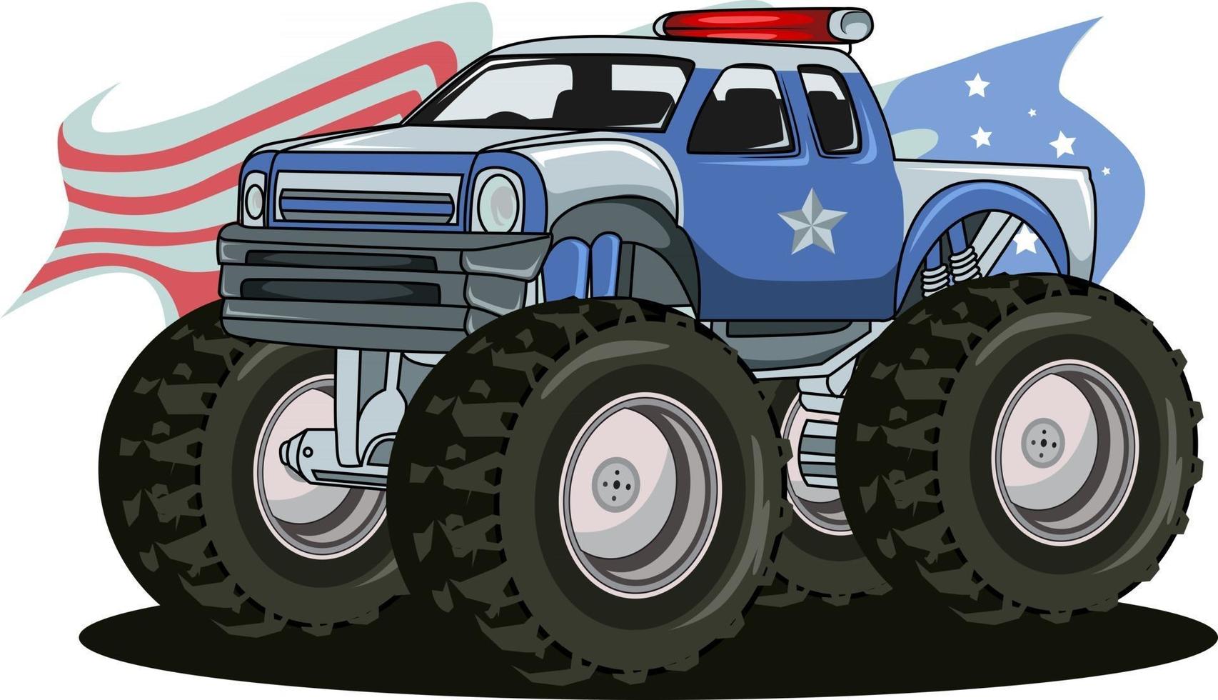 police big truck hand drawing vector