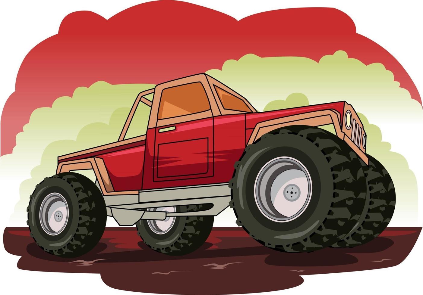 red monster truck vector