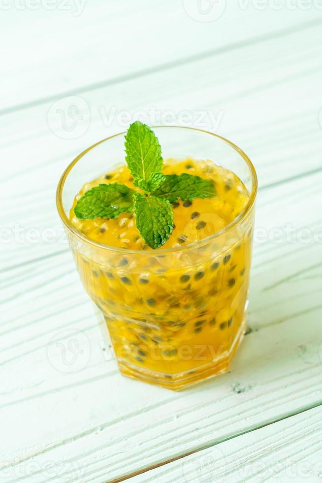 Fresh and iced passion fruit juice - healthy drink photo