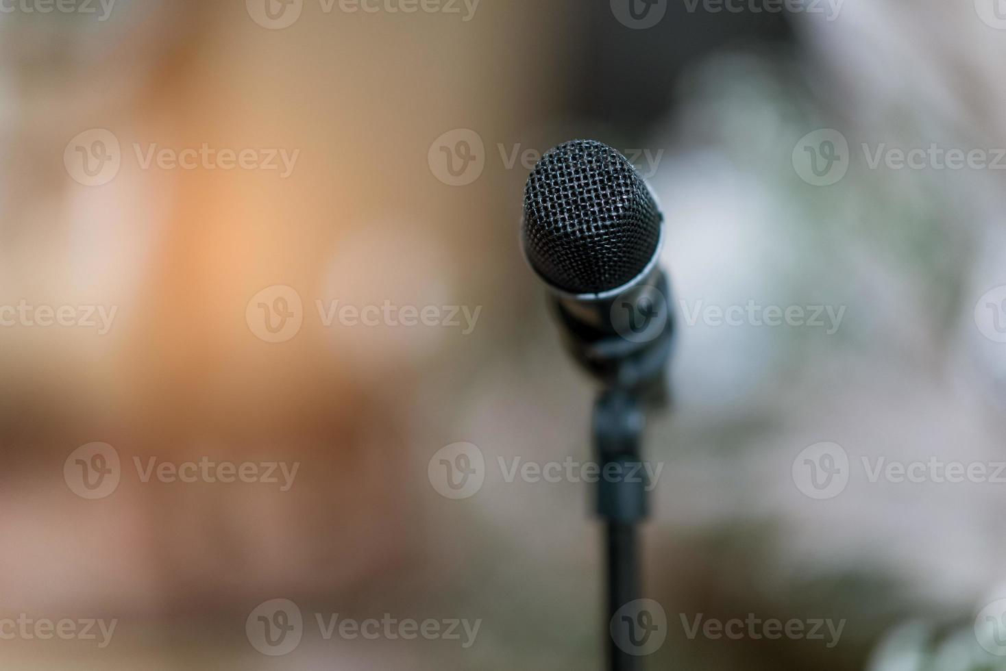 Microphone on stage, speaker, conference photo