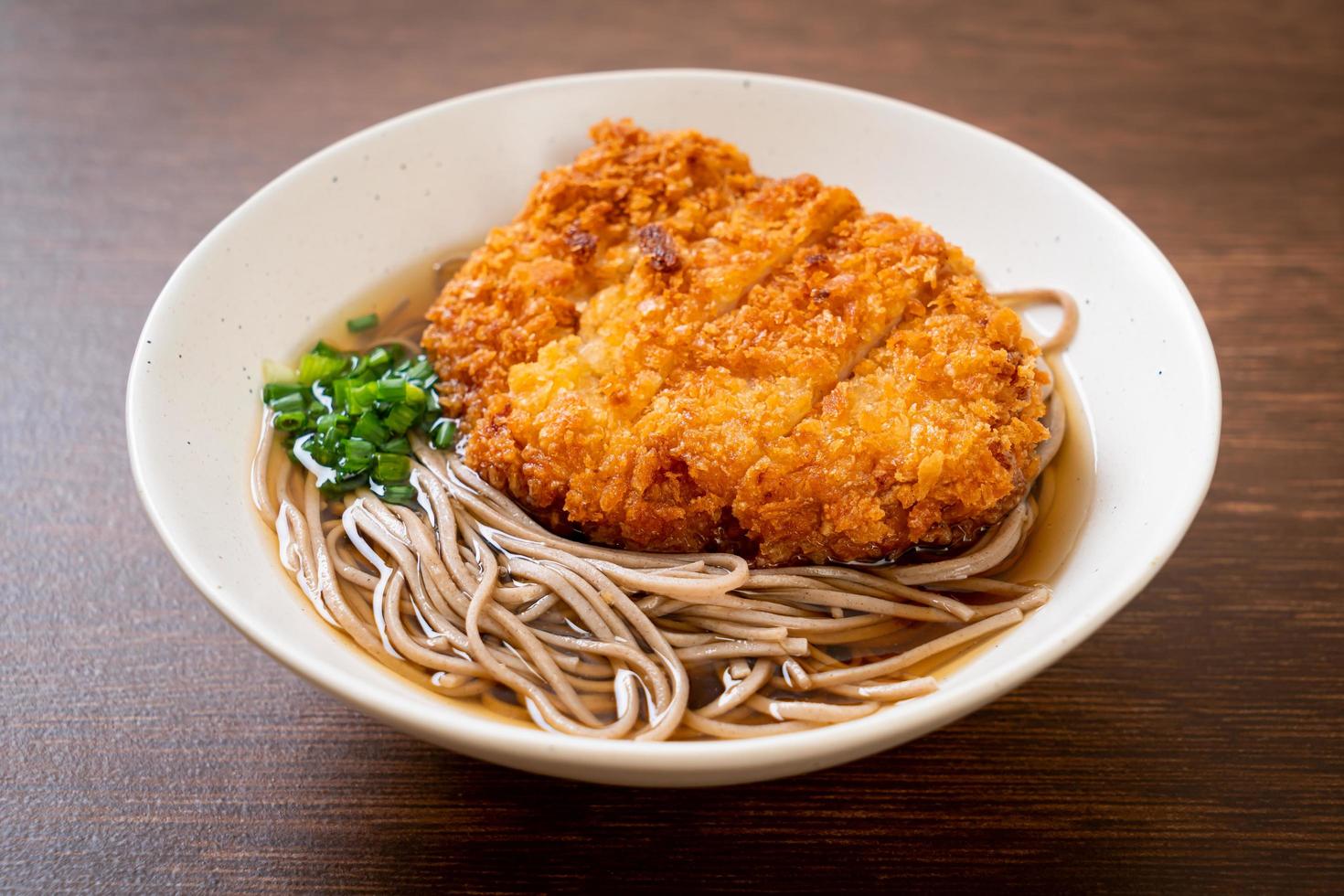 Soba ramen noodle with Japanese fried pork cutlet photo