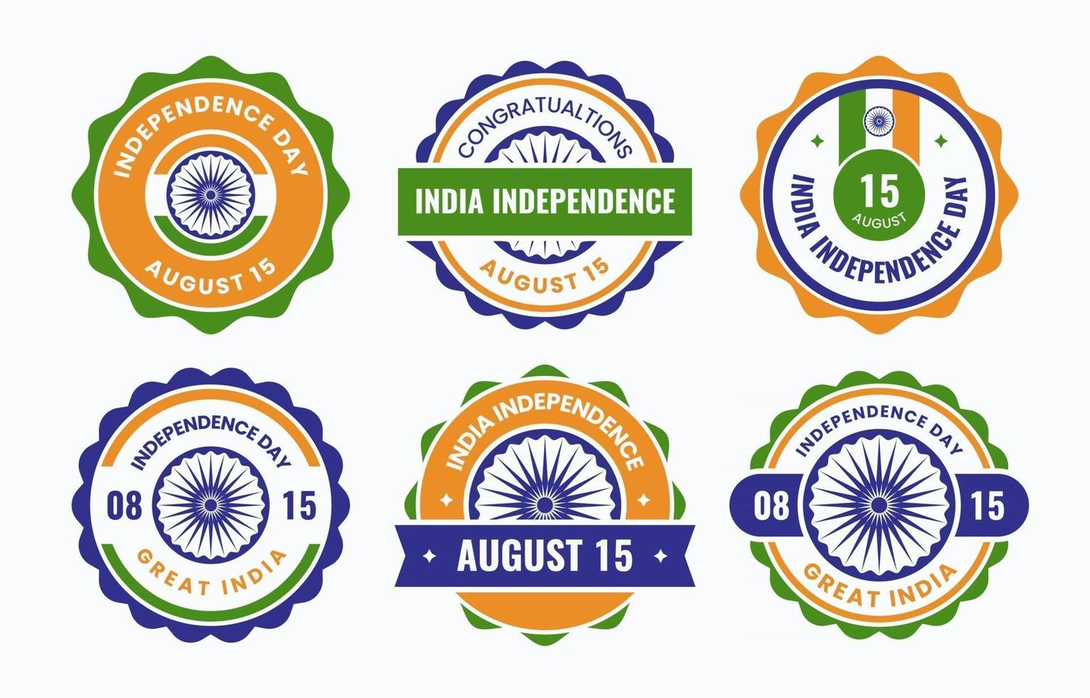 insignias del día de la independencia de la india vector