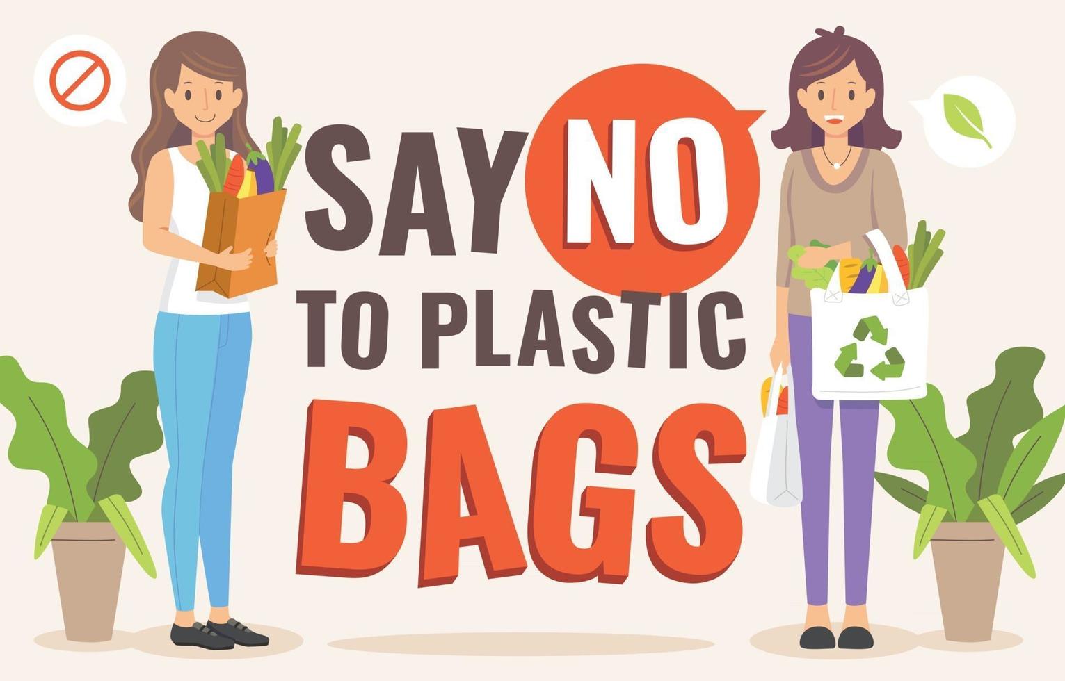 di no a la campaña de bolsas de plástico vector