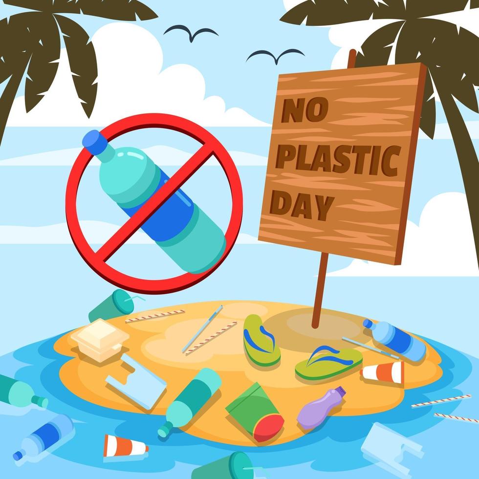 No Plastic Day Campaign vector