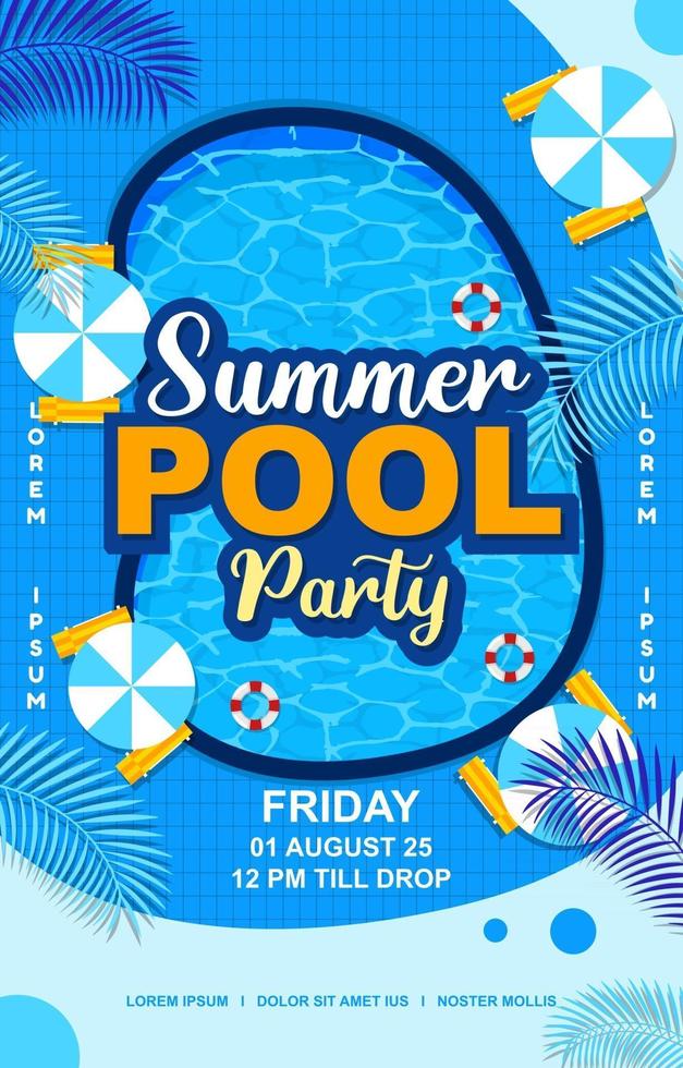 Blue Summer Pool Party Poster vector