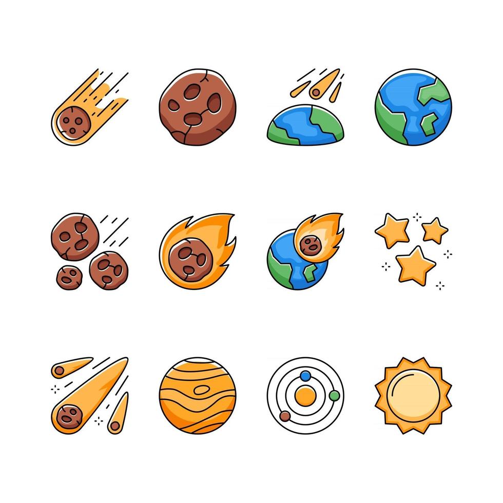Space Meteor Icon Set vector