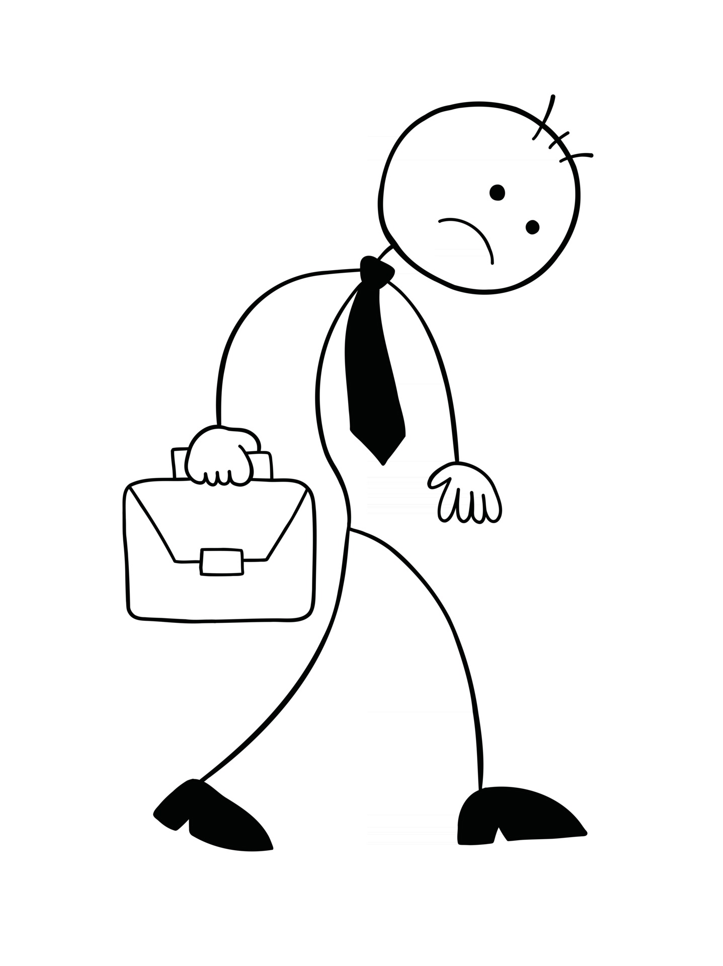 Stickman Businessman Character Unhappy and Walking With Briefcase Vector  Cartoon Illustration 2889464 Vector Art at Vecteezy