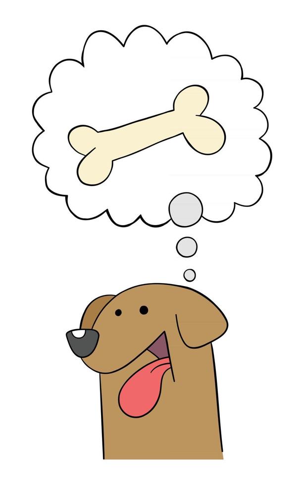 perro de dibujos animados quiere ilustración de vector de hueso