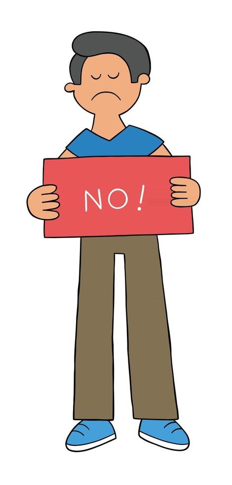 Cartoon Man Holding No Sign Vector Illustration