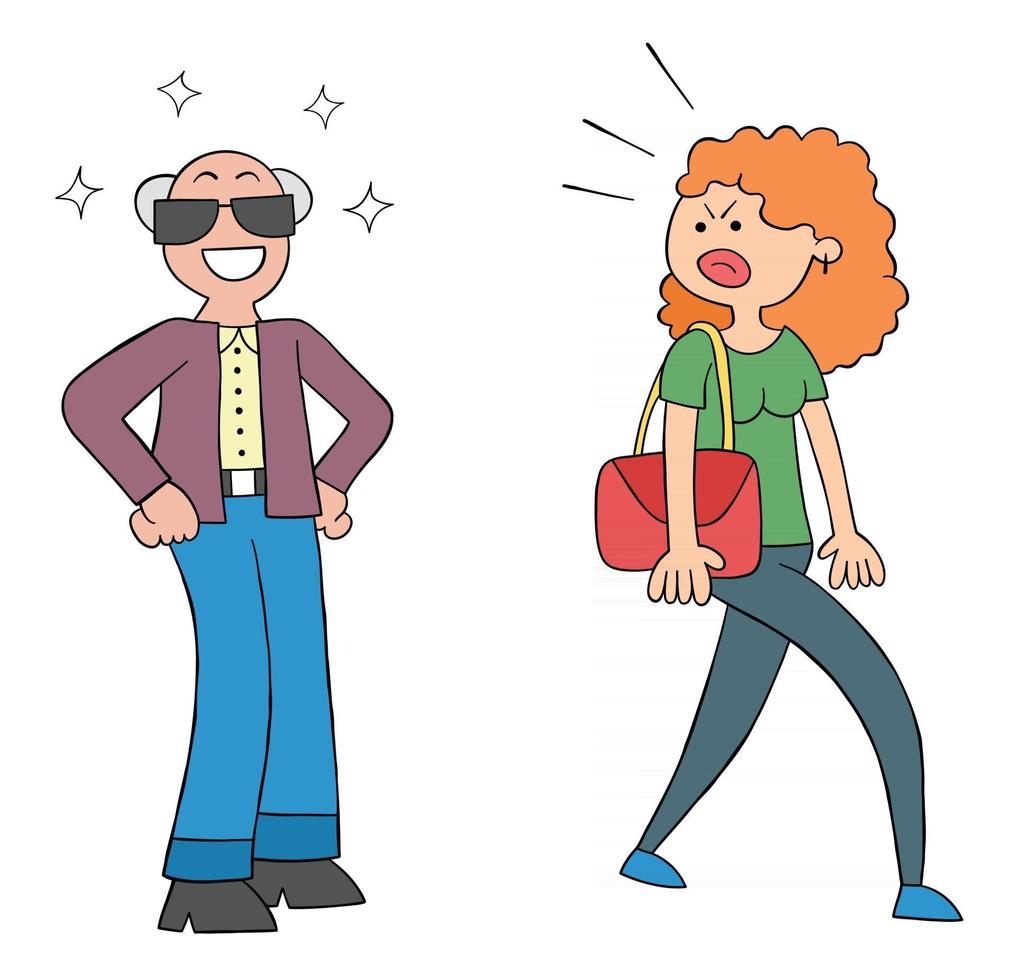 Cartoon Old Man is Lecherous But the Young Woman is Angry With Him Vector Illustration 2889533 Vector Art at Vecteezy Cartoon Old Man is Lecherous But the Young Woman is Angry With Him Vector Illustration 2889533 Vector Art at Vecteezy