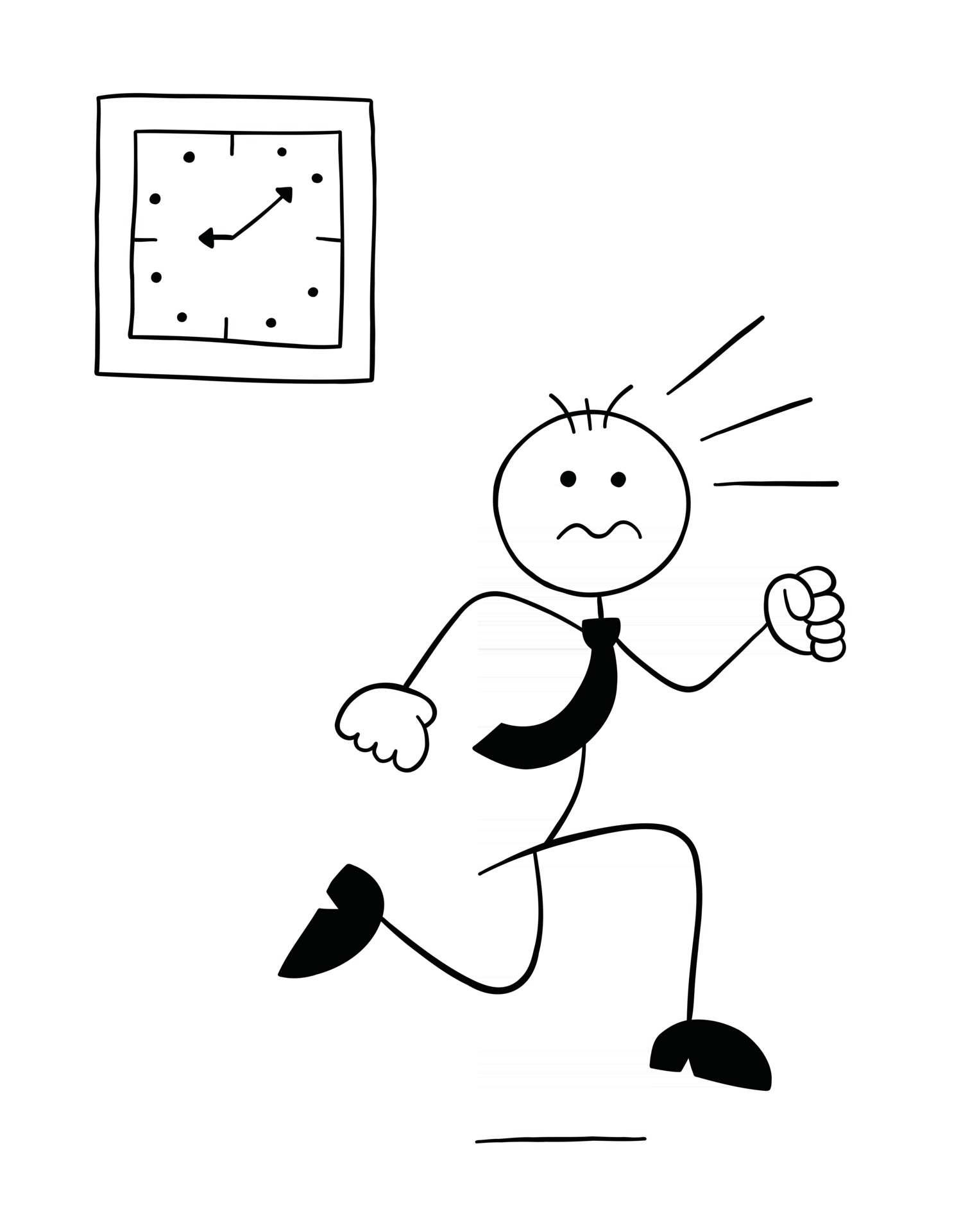 Stickman Businessman Character Running Late and Running Vector Cartoon