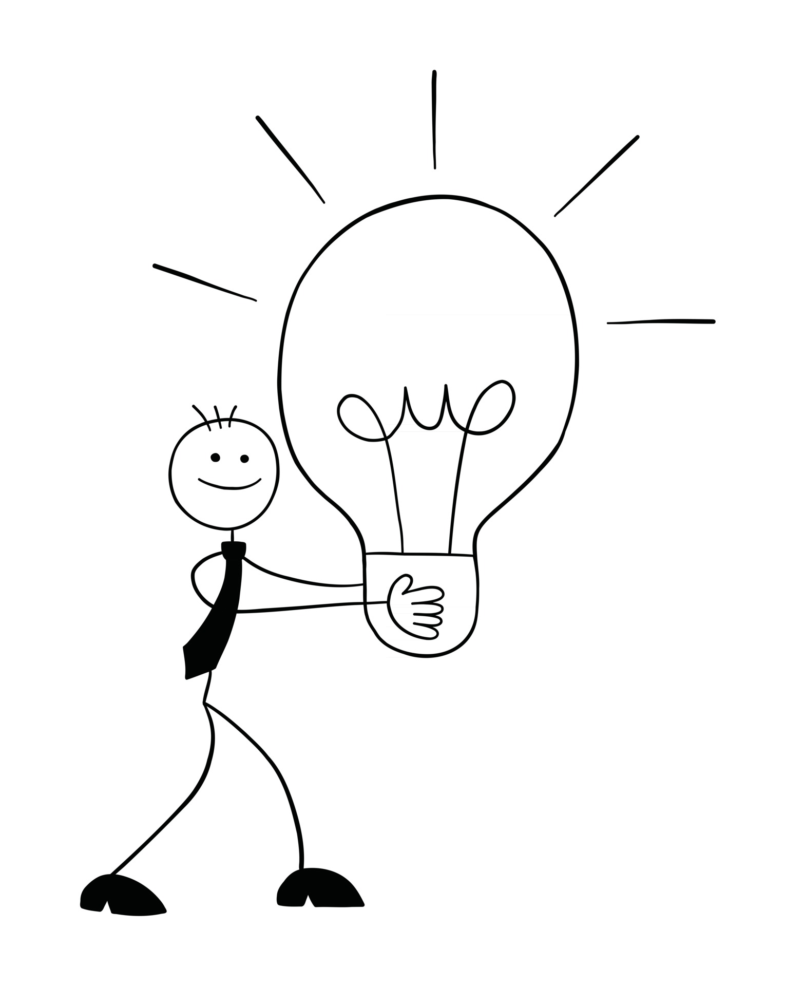 Stickman Businessman Character Walking and Carrying a Light Bulb Idea  Vector Cartoon Illustration 2889572 Vector Art at Vecteezy
