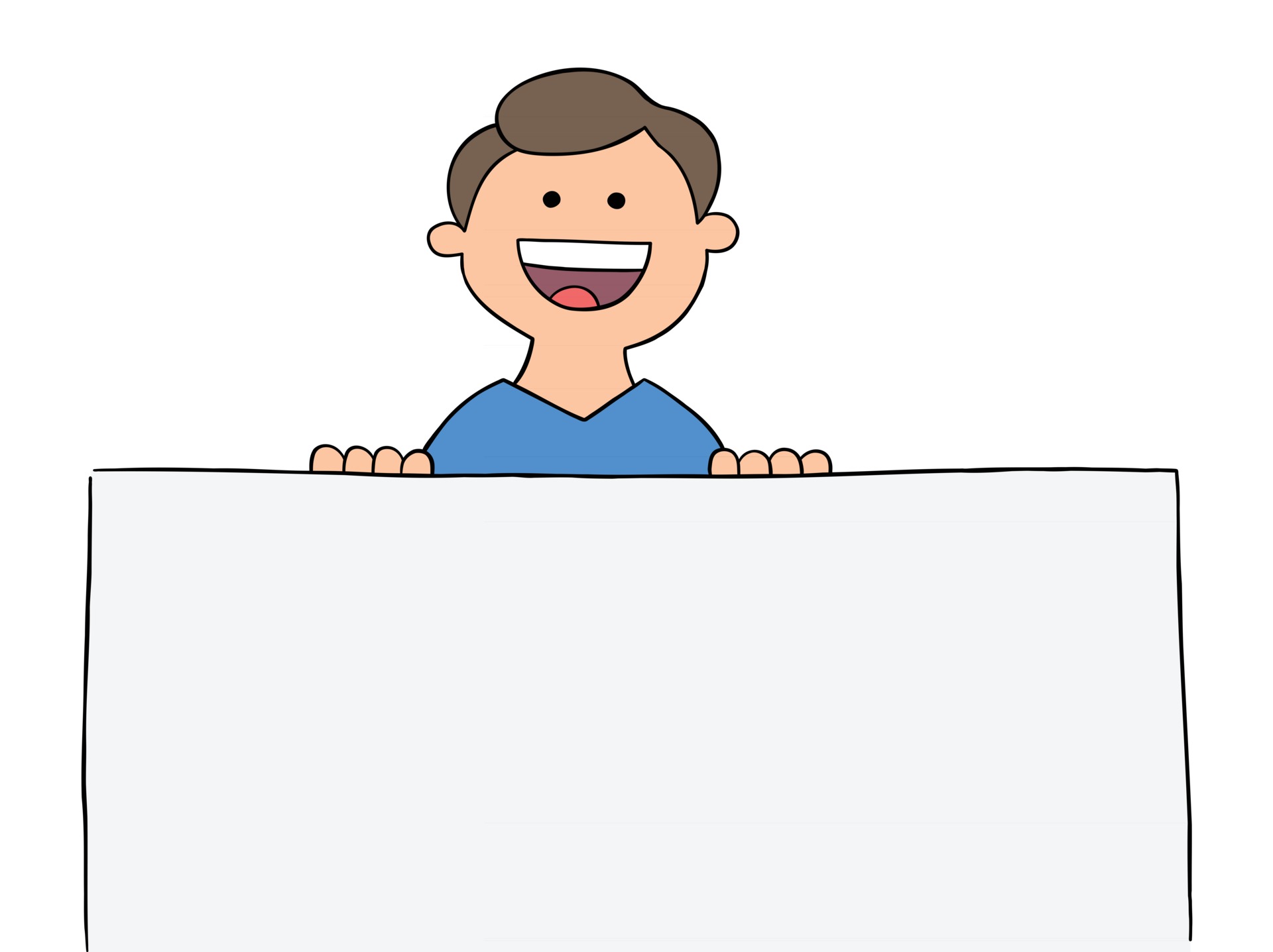 hombre de dibujos animados con ilustración de vector de cartel en