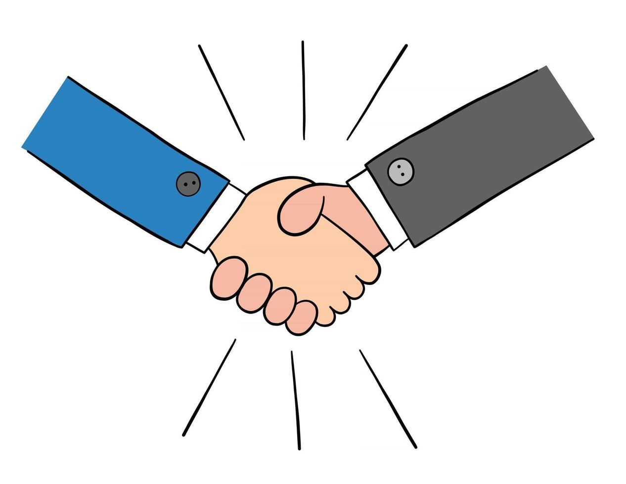 Cartoon Two Businessmen Shaking Hands Vector Illustration