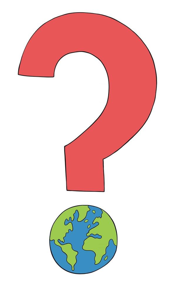 Cartoon Earth and Question Mark Vector Illustration