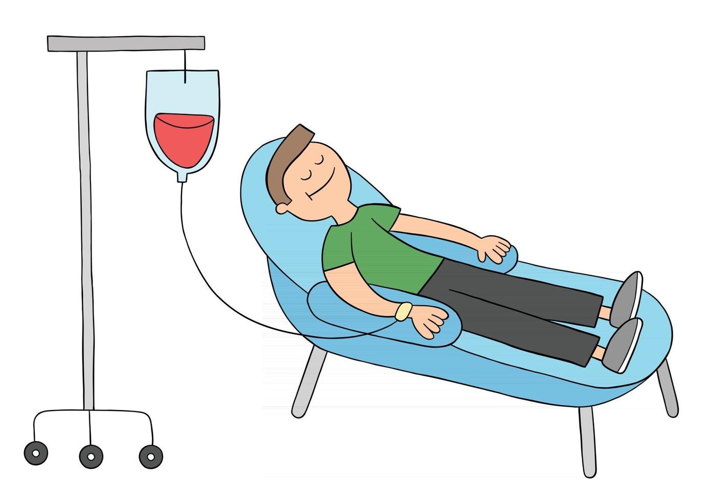 hombre de dibujos animados donando sangre ilustración vectorial vector