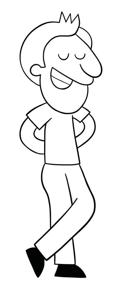 Cartoon Man Standing Eyes Closed and Happy Vector Illustration