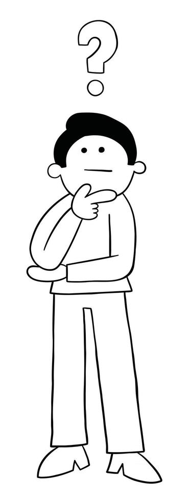 Cartoon Standing Young Man Thoughtful Vector Illustration 2889629 ...