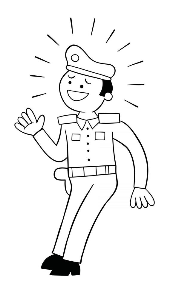 Cartoon Police Scared Vector Illustration