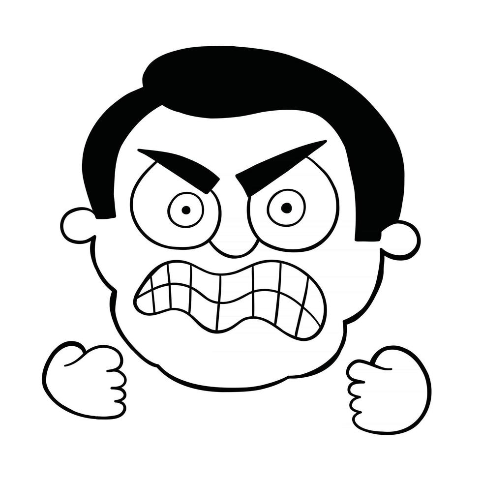 Cartoon Man is Very Angry Vector Illustration