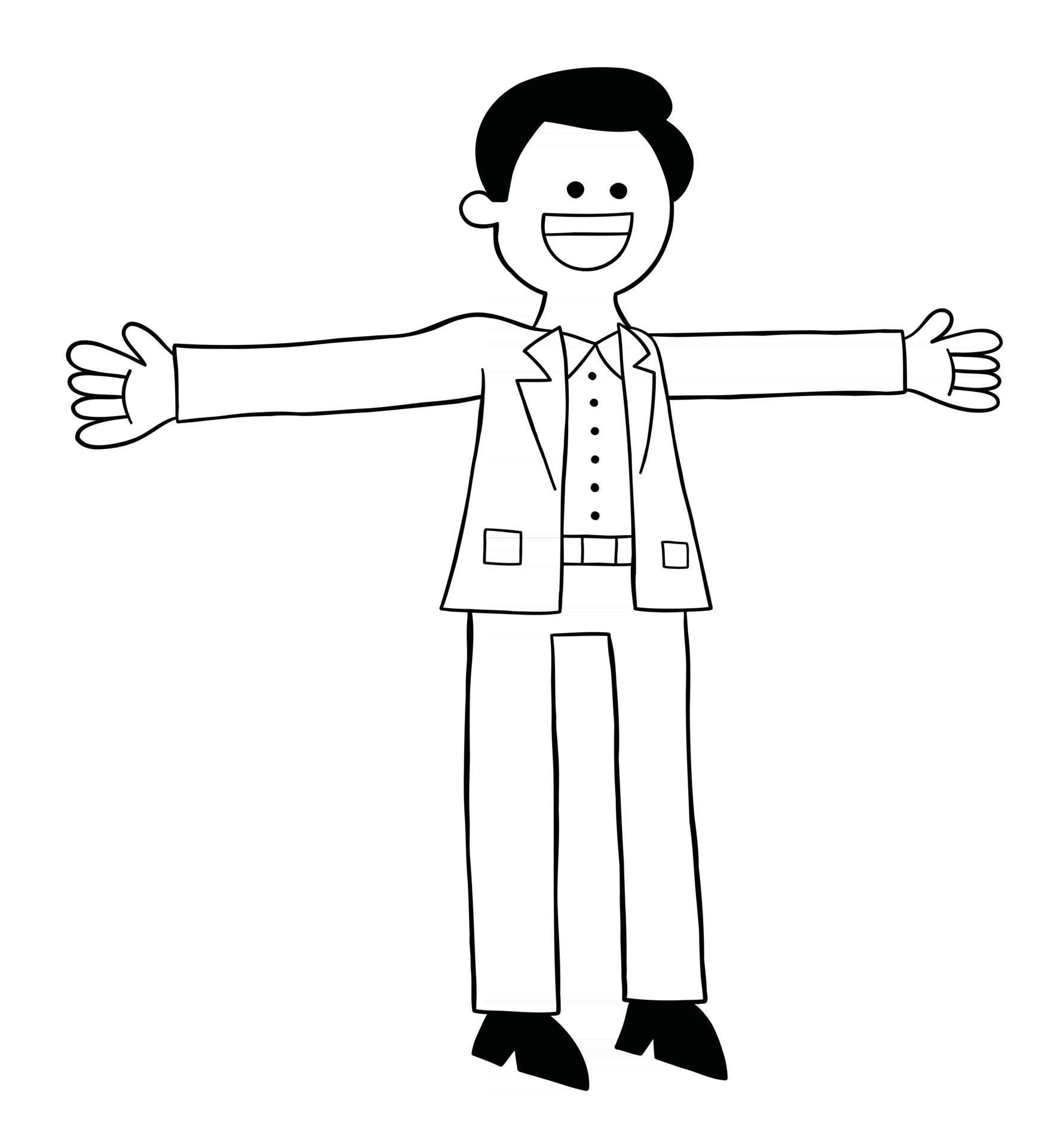 Hombre de dibujos animados en traje con las manos abiertas y la ilustración  de vector feliz 2889669 Vector en Vecteezy