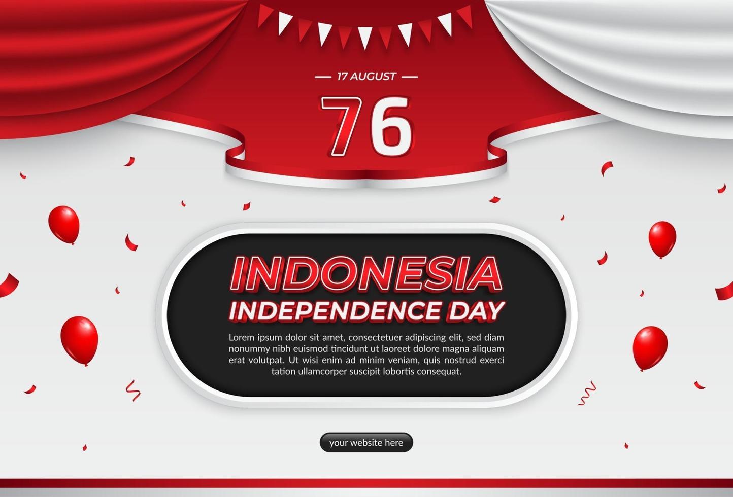 17 August, Indonesia's independence day horizontal background template with text place vector
