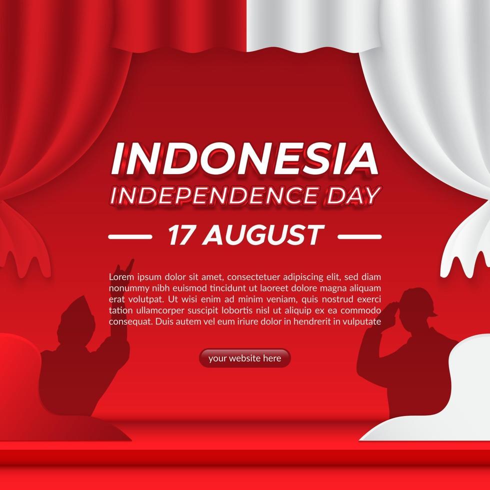 Indonesia's independence day square background template vector