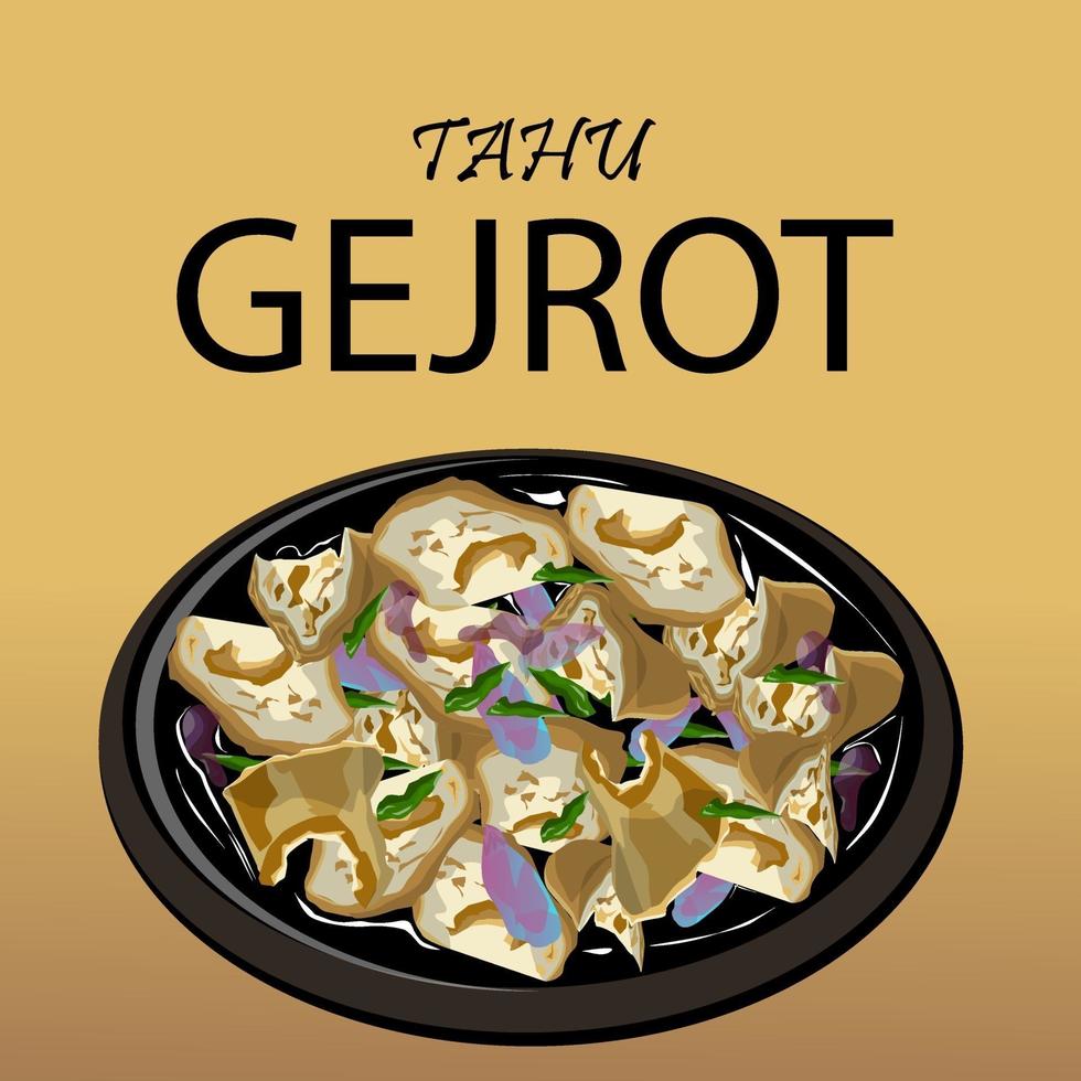 Illustration of Traditional Indonesian Snack Named Tahu Gejrot vector