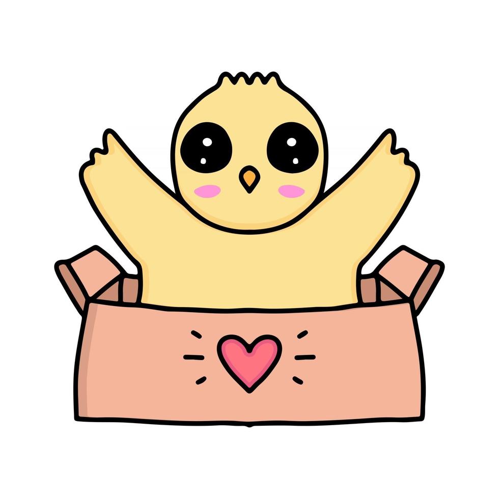 kawaii chicks cartoon out of the box design illustration vector