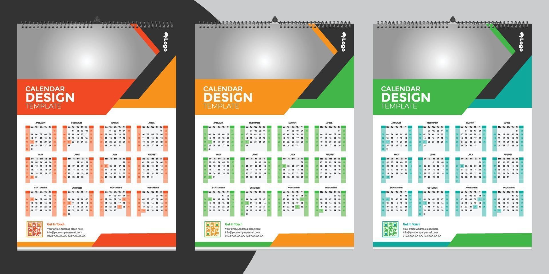 Diseño de plantilla de calendario de pared única 2022 con vector. diario del planificador con lugar para la foto. vector