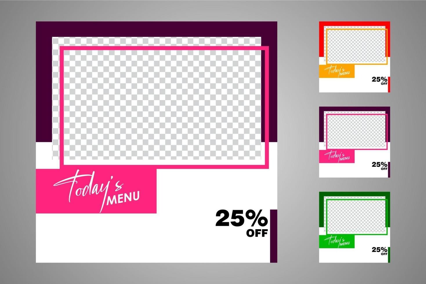 New set of editable minimal banner templates. Suitable for social media posts and web or internet ads. Vector illustration with photo college.