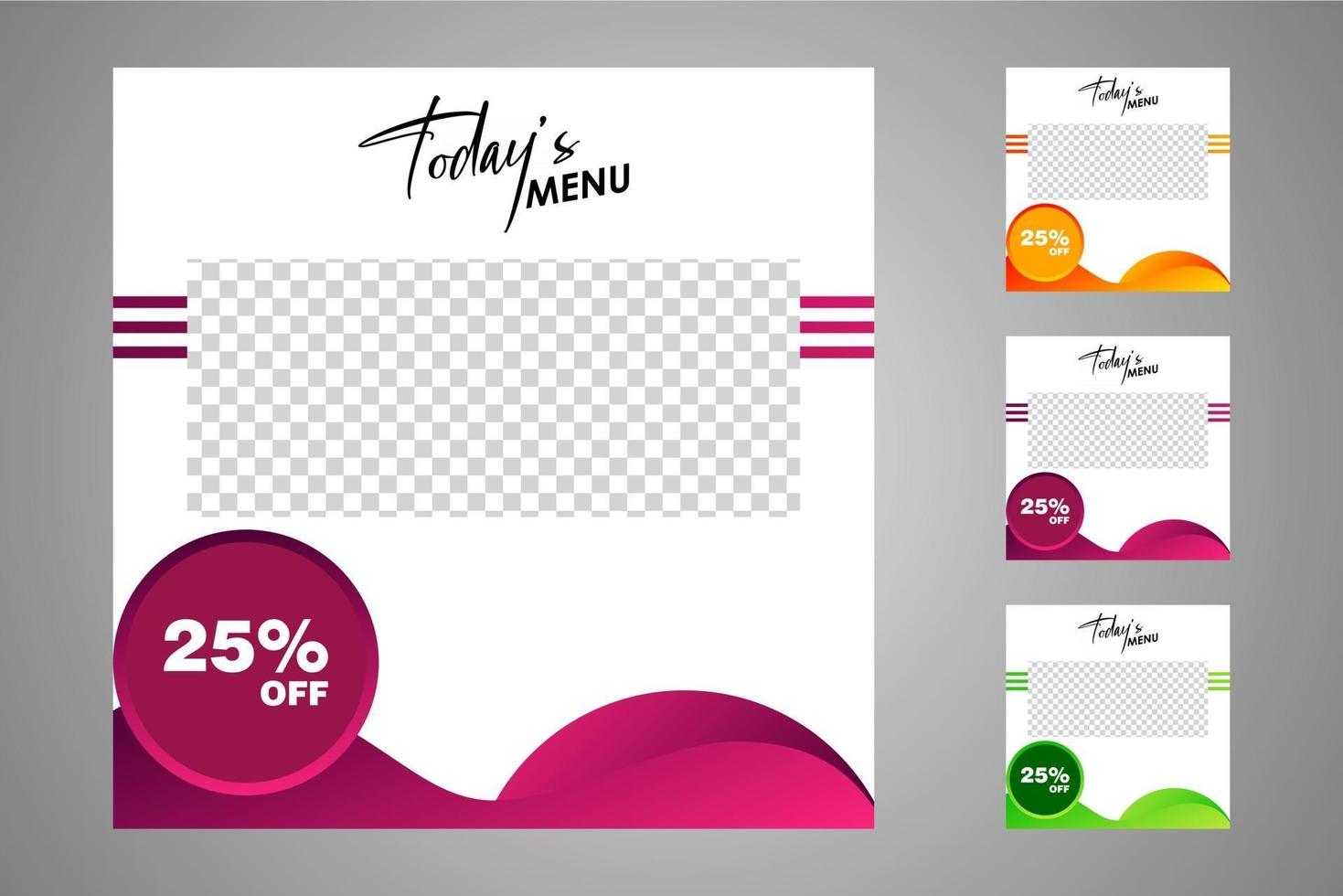 New set of editable minimal banner templates. Suitable for social media posts and web or internet ads. Vector illustration with photo college.