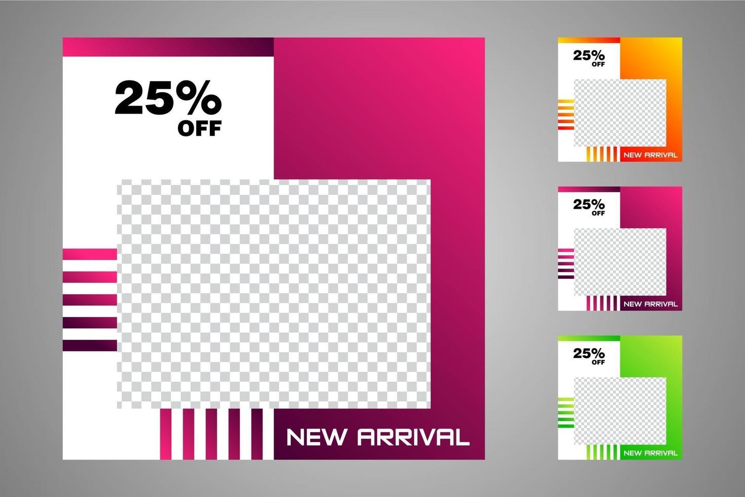 New set of editable minimal banner templates. Suitable for social media posts and web or internet ads. Vector illustration with photo college.