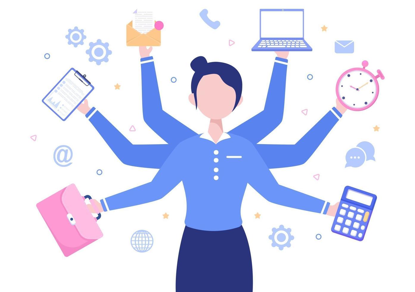 Multitasking Business Woman Illustration vector
