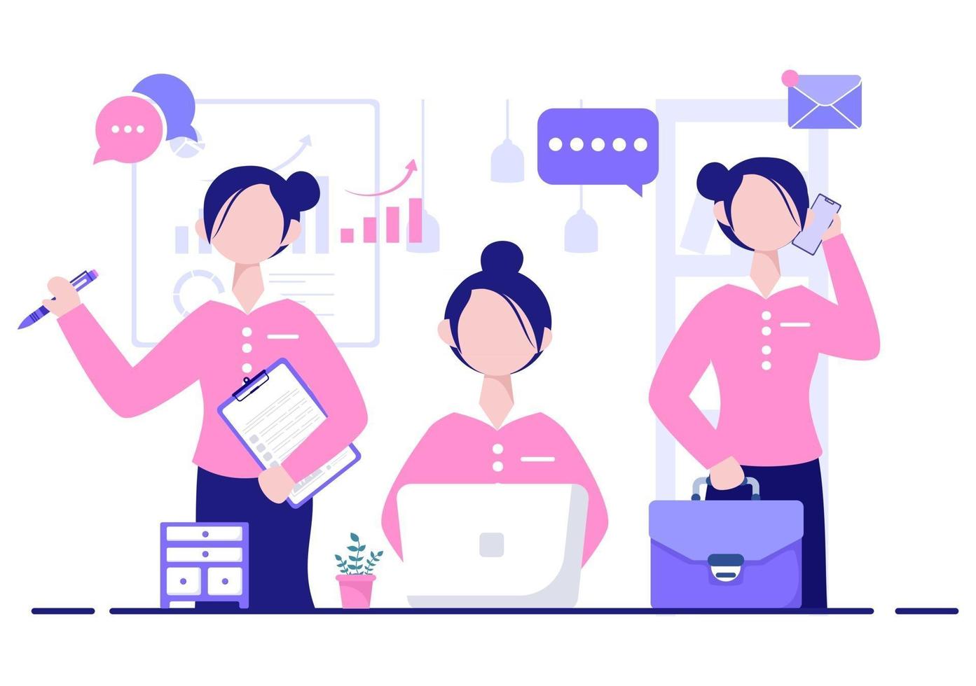 Multitasking Business Woman Illustration vector