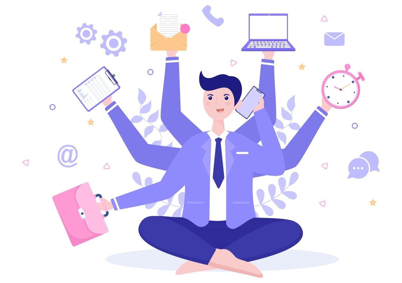 Multitasking Business Man Illustration vector